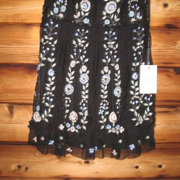 Mac Duggal 9135 Womens Black Sleeveless High Neck Embroidered Mini Dress - Picture 9 of 14